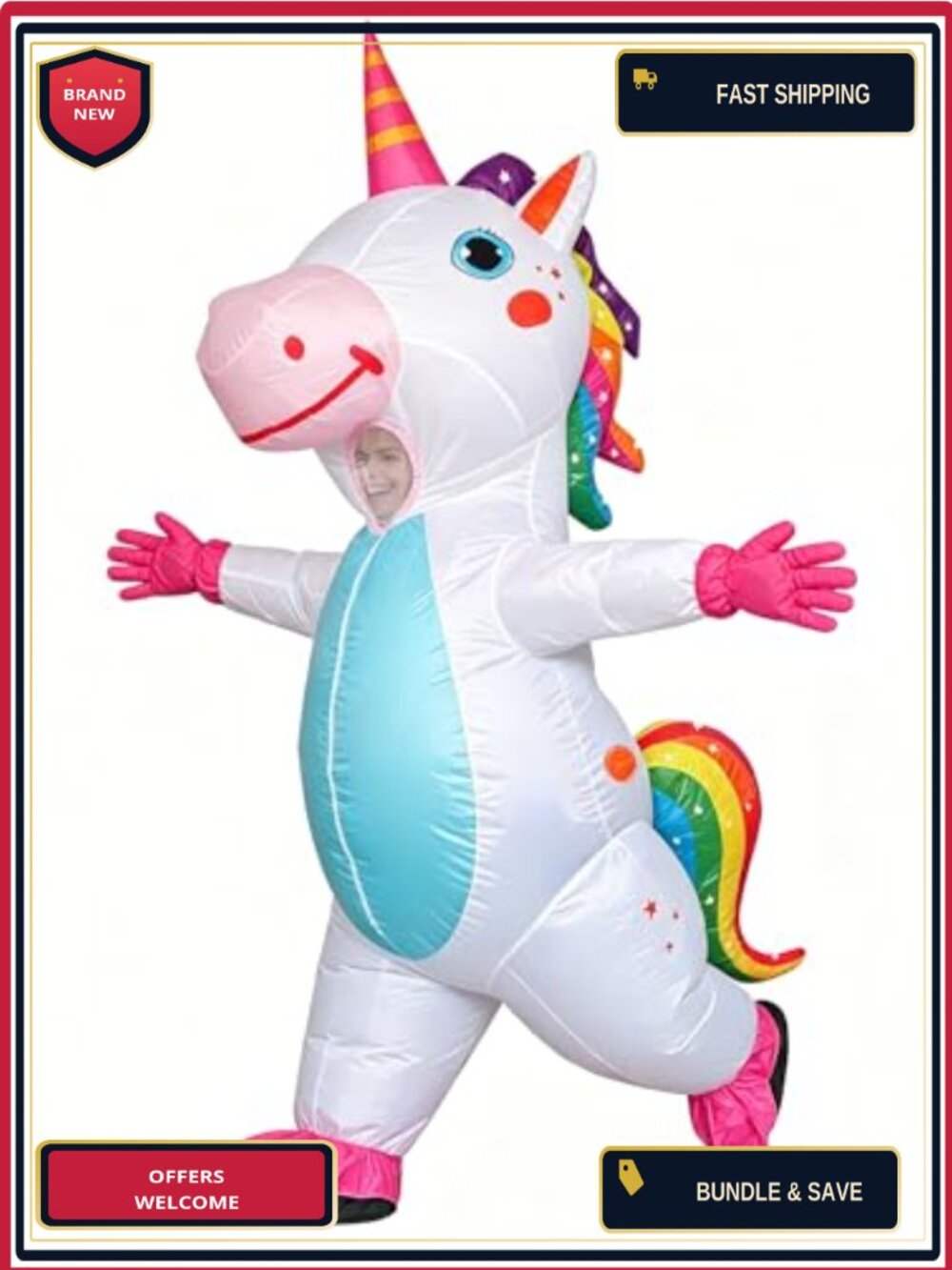 Adult Inflatable Unicorn Costume Unisex Blow Up Suit Halloween Cosplay Party